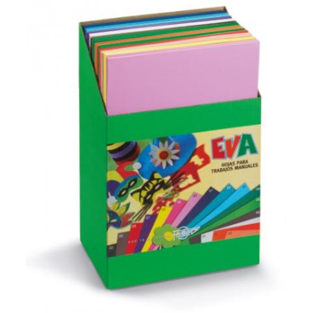 ▷ GOMA EVA EXPOSITOR CARTON 120 LAMINAS X 12 COLORES 40X60CM 2MM FAIBO | Taine - Imagen 1