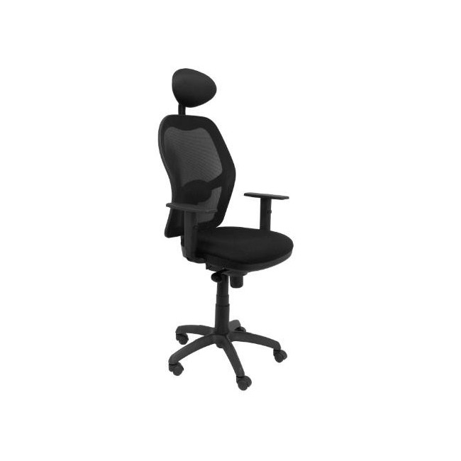 ▷ SILLA JORQUERA MALLA NEGRA ASIENTO BALI NEGRO CON CABECERO FIJO PIQUERAS Y CRESP | Taine - Imagen 1