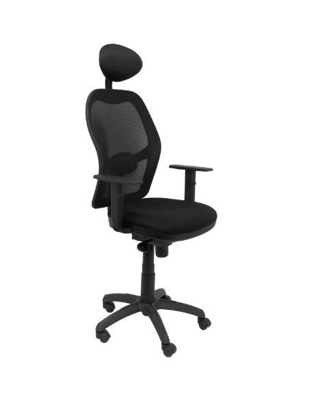 ▷ SILLA JORQUERA MALLA NEGRA ASIENTO BALI NEGRO CON CABECERO FIJO PIQUERAS Y CRESP | Taine - Imagen 1