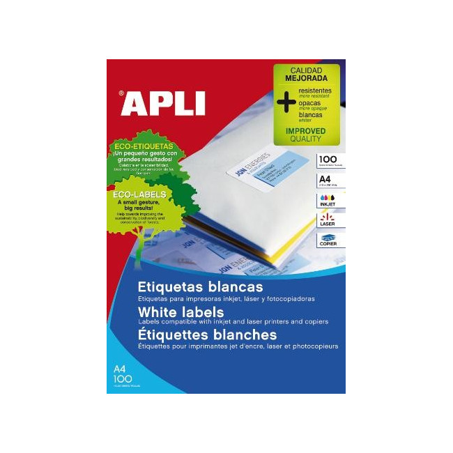 ▷ ETIQUETAS APLI A4 CANTOS ROMOS | Taine - Imagen 1