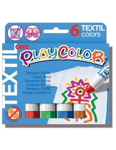 ▷ TEMPERA TEXTIL SOLIDA ONE 10G 6 UDS SURTIDO PLAYCOLOR | Taine - Imagen 1