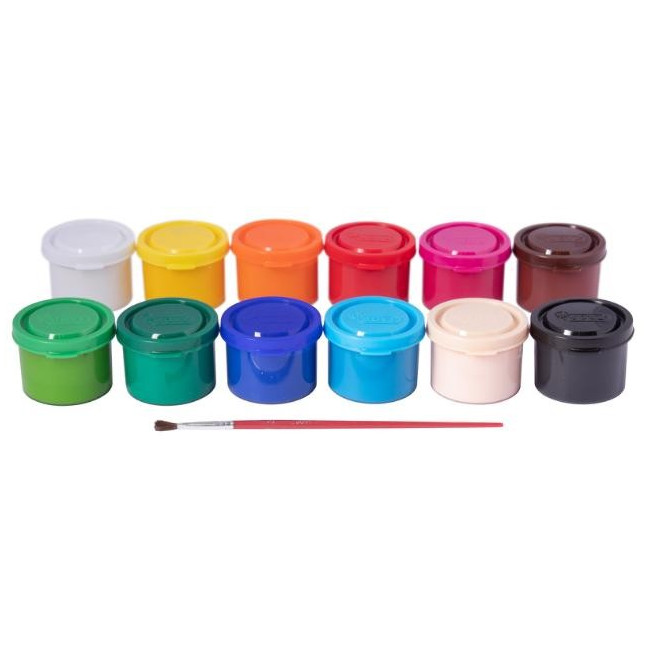 ▷ TEMPERA GOUACHE ESTUCHE 12 BOTES 35 ML COLORES SURTIDOS + PINCEL JOVI | Taine - Imagen 1