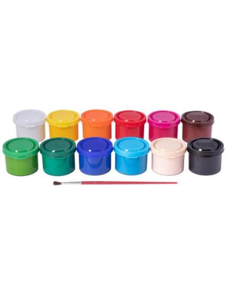 ▷ TEMPERA GOUACHE ESTUCHE 12 BOTES 35 ML COLORES SURTIDOS + PINCEL JOVI | Taine - Imagen 1