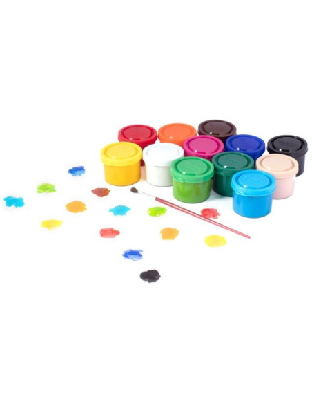 ▷ TEMPERA GOUACHE ESTUCHE 12 BOTES 35 ML COLORES SURTIDOS + PINCEL JOVI | Taine - Imagen 2