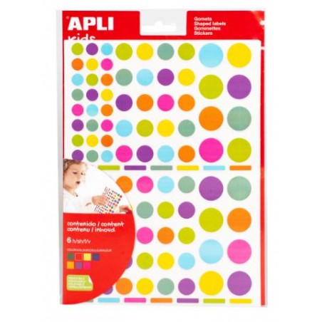 ▷ BOLSA GOMETS REDONDOS REMOVIBLES MULTICOLOR 6 HOJAS APLI | Taine - Imagen 1