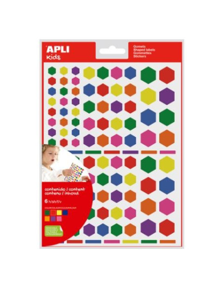 ▷ BOLSA GOMETS HEXAGONALES REMOVIBLES MULTICOLOR 6 HOJAS APLI | Taine - Imagen 1
