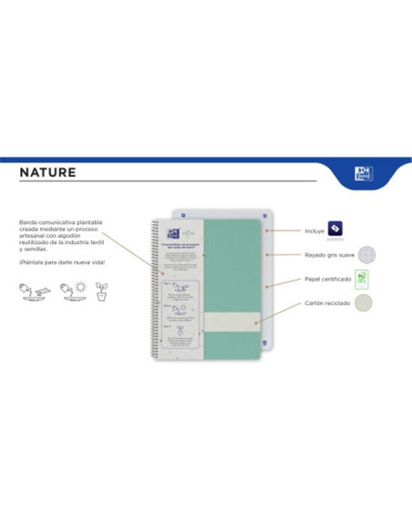 ▷ CUADERNO OXFORD OXFNAT A4+ 80HJ 5X5 TD | Taine - Imagen 1