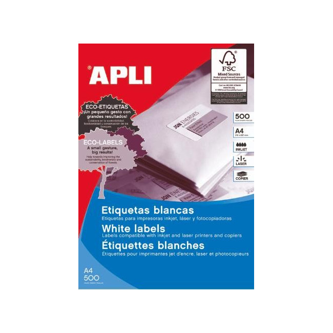 ▷ ETIQUETAS APLI A4 500 HOJAS | Taine - Imagen 1