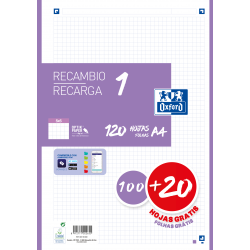 Imagen 1 - ▷ RECAMBIO OXFORD A4 100+20HJ 90G 5X5 LILA | Taine ▷ RECAMBIO OXFORD A4 100+20HJ 90G 5X5 LILA | Taine - Imagen 1