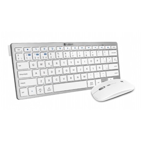▷ TECLADO+RATON SUBBLIM MULTIDISPOSITIVO COMPACTO PLATEADO/BLANCO | Taine - Imagen 1
