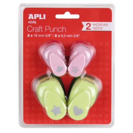 ▷ PERFORADORAS APLI PAPEL 4 MOD.9,5 Y 16MM COR+FLOR+TREB+ESTREL | Taine - Imagen 1