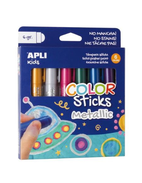 ▷ TEMPERA APLI SOLIDA METALICA 6 UDS. STICK 6G | Taine - Imagen 1