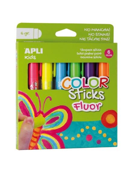 ▷ TEMPERA APLI SOLIDA FLUOR 6 UDS. STICK 6G | Taine - Imagen 1
