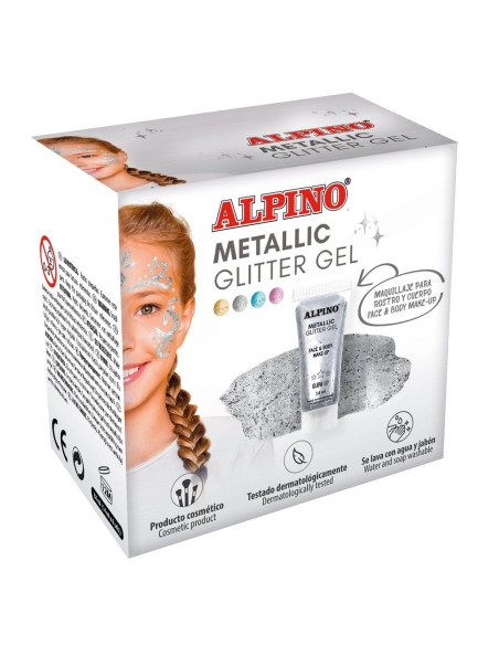 ▷ MAQUILLAJE ALPINO PLATA ESTUCHE 6 GLITTER GEL METALICO | Taine - Imagen 1
