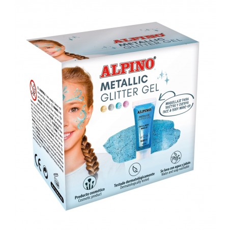 ▷ MAQUILLAJE ALPINO AZUL METALIZADO ESTUCHE 6 GLITTER GEL | Taine - Imagen 1