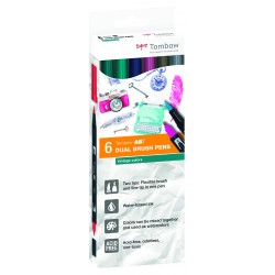 ▷ ROTULADORES TOMBOW DUAL BRUSH ESTUCHE 6 UDS 2 PUNTA PINCEL COL.VINTAGE | Taine - Imagen 1