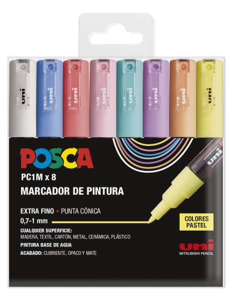 ▷ SET ROTULADORES POSCA 8 UDS PC1M/8C PASTEL | Taine - Imagen 1