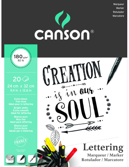 ▷ BLOC DIBUJO CANSON 20HJ 24X32 180G CANMARKER LETTERING | Taine - Imagen 1