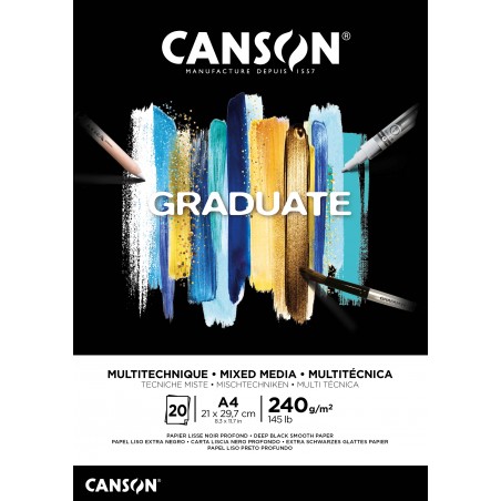 ▷ BLOC DIBUJO CANSON A4 NEGRO GRADUATE 20H 240GR | Taine - Imagen 1