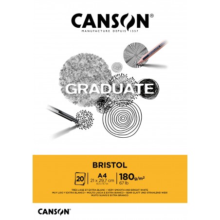 ▷ BLOC DIBUJO CANSON A4 BRISTOL GRADUATE 20H 180GR | Taine - Imagen 1