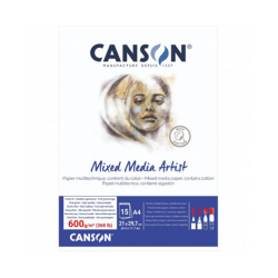 ▷ BLOC DIBUJO ACUARELA CANSON A4 15HJ 600G MIX MEDIA ARTIST | Taine - Imagen 1