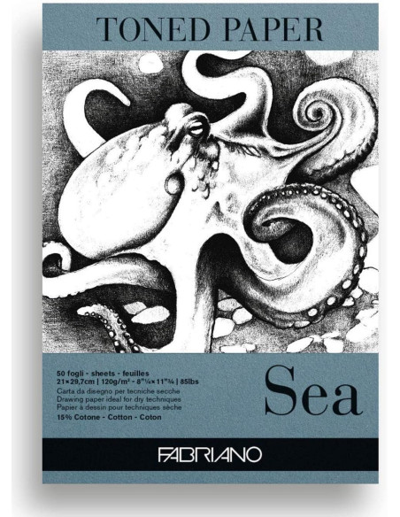 ▷ BLOC DIBUJO FABRIANO TONED SEA 50 HOJAS TAMAÑO A4 120 GR/M2 | Taine - Imagen 1