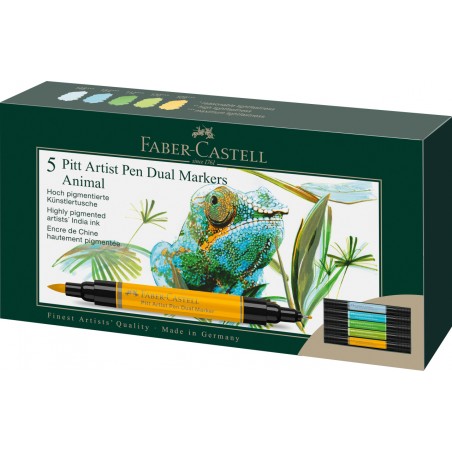 ▷ ROTULADORES FABER CASTEL SET 5 UDS ANIMAL PITT ARTIST PEN DUAL MARKER | Taine - Imagen 1
