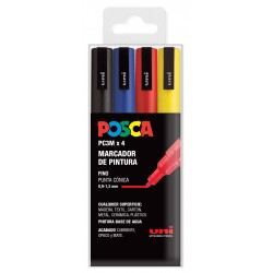 Imagen 1 - ▷ SET 4 ROTULADORES POSCA PC3M BASICO | Taine ▷ SET 4 ROTULADORES POSCA PC3M BASICO | Taine - Imagen 1