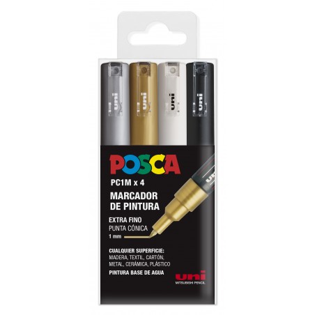 ▷ SET 4 ROTULADORES POSCA PC1M/4C GSWB | Taine - Imagen 1