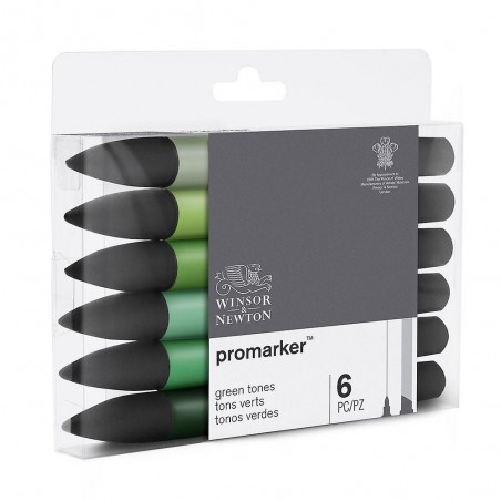 ▷ CAJA 6 PROMARKER TONOS VERDES | Taine - Imagen 1