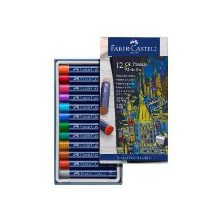 ▷ CAJA 12 PASTEL ESTUDIO OLEO METALIZADOS FABER | Taine - Imagen 1