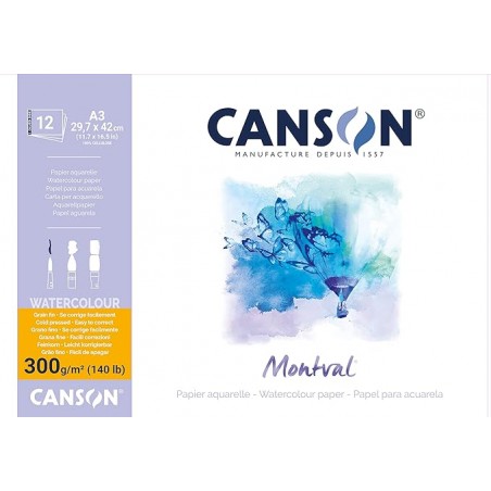 ▷ *BLOC DIBUJO ACUARELA MONTVAL A3 12+4HJ 300GR | Taine - Imagen 1
