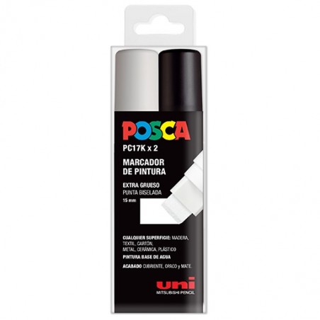 ▷ ROTULADOR SURTIDO BLANCO Y NEGRO PC17K/2C POSCA UNI B AGUA | Taine - Imagen 1