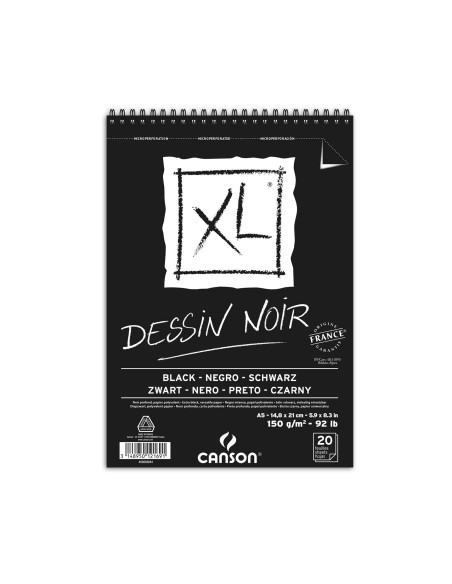 ▷ BLOC CANSON DIBUJO A5 XL 20HJ 150GR NOIR | Taine - Imagen 1