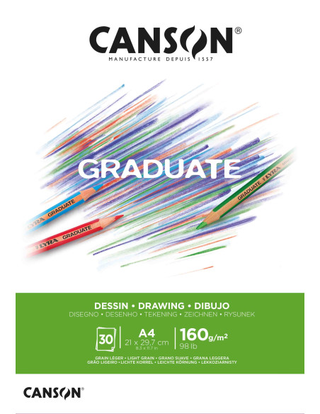 ▷ BLOC DIBUJO CANSON A4 DESSIN GRADUATE 30H 160GR | Taine - Imagen 1