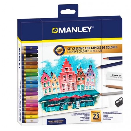 ▷ SET MANLEY 23 PZAS CREATIVO LAPICES COLORES | Taine - Imagen 1