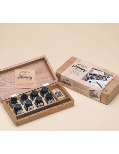 ▷ CAJA COFRE MADERA 8 TINTAS+5PLUMAS | Taine - Imagen 1