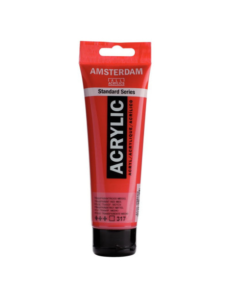 ▷ PINTURA ACRÍLICA AMSTERDAM TUBO 120ML ROJO TRANS.MED | Taine - Imagen 1