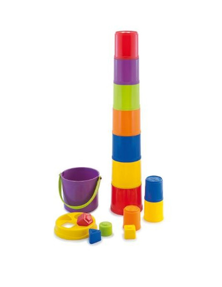 ▷ GIANTTE DOS EN UNO CUBO 10 VASITOS APILABLES MINILAND | Taine - Imagen 1