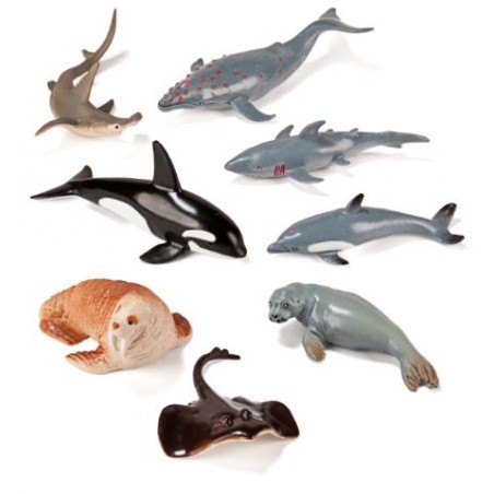 ▷ ANIMALES MINILAND MARINOS PLASTICO 8 FIGURAS BOTE | Taine - Imagen 1