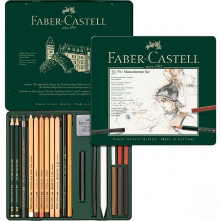 ▷ ESTUCHE PITT MONOCHROME 21PZ FABER CASTELL | Taine - Imagen 1