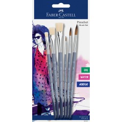 Imagen 1 - ▷ PINCELES FABER CASTEL SET 6 UDS REDONDOS/PLANOS OIL/WATER/ACRYLIC FABER | Taine ▷ PINCELES FABER CASTEL SET 6 UDS REDONDOS/PLANOS OIL/WATER/ACRYLIC FABER | Taine - Imagen 1