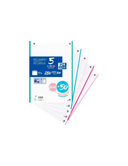 ▷ RECAMBIO OXFORD 200+50H A4 5X5 5 C.BANDA PASTEL | Taine - Imagen 1