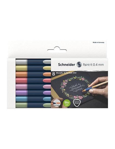 ▷ ROLLERBALL SCHENEIDER 8 UDS METALLIC PAINT 050 0.40M SC | Taine - Imagen 1