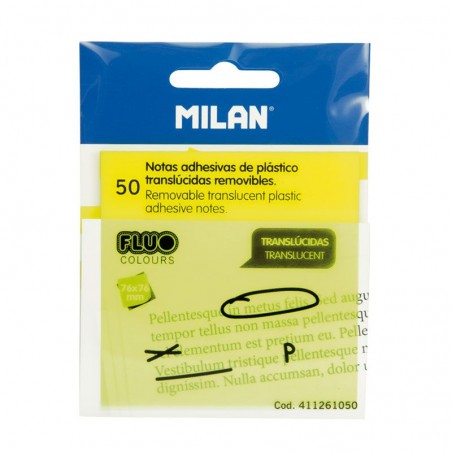 ▷ BLOC NOTAS 50U ADHESIVAS TRANSP AMARILLO 76X76 | Taine - Imagen 1