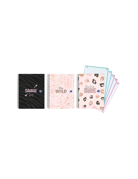 ▷ CUADERNO OXFORD A4 120HJ 5X5 ANIMAL PRINT | Taine - Imagen 1