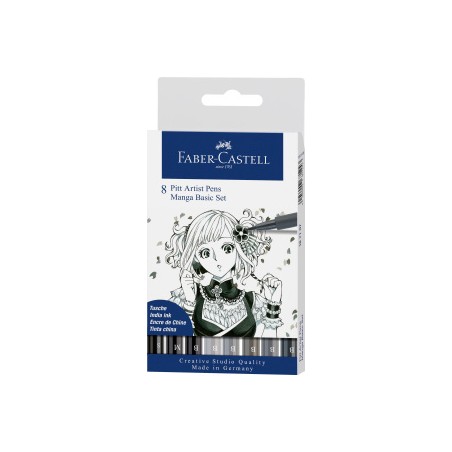 ▷ ROTULADORES FABER CASTELL 8 UDS PITT ARTIST PEN MANGA BASIC SET | Taine - Imagen 1
