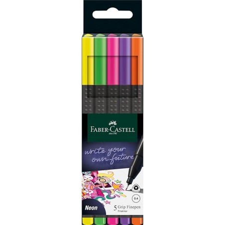 ▷ ROTULADORES FABER CASTELL 5 UDS NEON GRIP FINEPEN | Taine - Imagen 1
