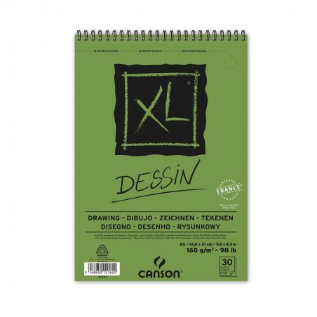 ▷ BLOC DIBUJO LAPIZ CANSON A5 160G 30HJ ESPIRAL XL DRAWING | Taine - Imagen 1