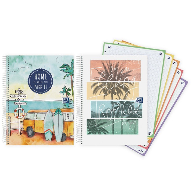 ▷ CUADERNO OXFORD A4 120HJ 90G 5X5 VAN LIFE 2022 | Taine - Imagen 1